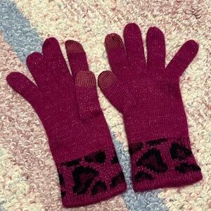 COACH Ocelot Angora Tech Touch Gloves in Cranberry